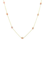 Vera Perla 18K Gold Opera Necklace for Women, with Pearls Stone, Gold/Pink