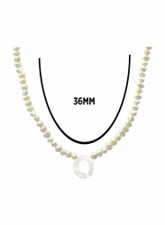 Vera Perla 10K Gold Strand Pendant Necklace for Women, with Letter O and Pearl Stones, White
