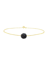 Vera Perla 18K Solid Yellow Gold Simple Chain Bracelet for Women, with 10mm Crystal Ball, Gold/Dark Purple