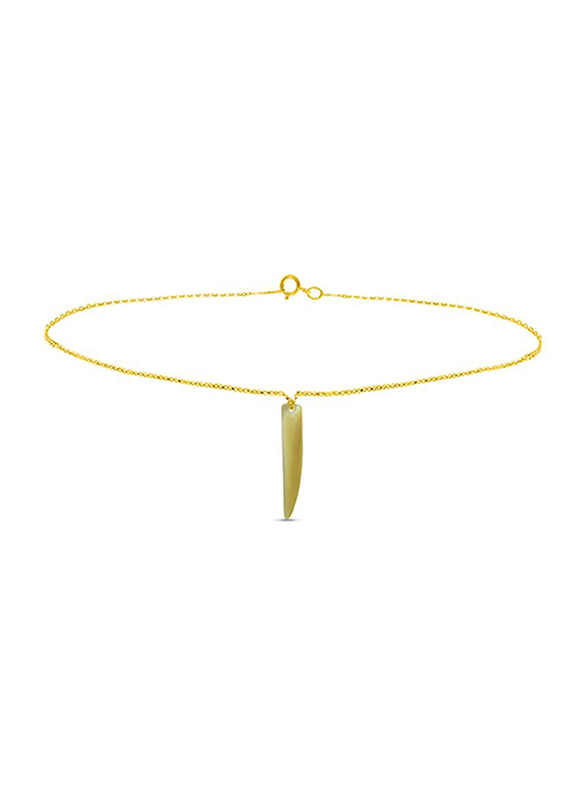 Vera Perla 18K Gold Chain Bracelet for Women, with Fang Shape Mother of Pearl Stone, Gold/Jade