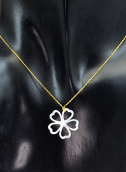 Vera Perla 18K Gold Pendant Necklace for Women Lucky Clover, with Mother of Pearl Stone, White