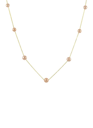 Vera Perla 18K Gold Chain Necklace for Women, with Pearl Stones, Pink