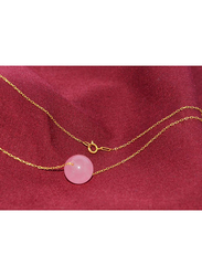 Vera Perla 10K Yellow Gold Necklace for Women, with Jade Stone Pendant, Gold/Pink