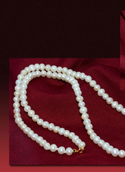 فيرا بيرلا طقم مجوهرات من الذهب عيار 18 قيراط للنساء،مكون من قلادة وسوار، مع حجر اللؤلؤ- أبيض