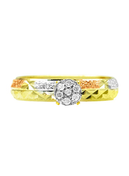 Vera Perla 18k Solid 3 Tone Gold Solitaire Fashion Ring for Women, with 0.07 ct Genuine Diamonds, Gold/Clear, 6US