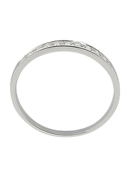 Vera Perla 18K Solid Gold Eternity Fashion Ring for Women, with 0.10 ct Genuine Diamonds, Silver, US 6.5