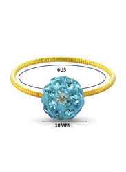 Vera Perla 10K Solid Gold Fashion Ring for Women, with 10 mm Crystal Ball, Gold/Sky Blue, US 6