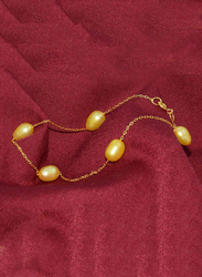 Vera Perla 18K Gold Chain Bracelet for Women, with Pearl Stone, Gold/Yellow