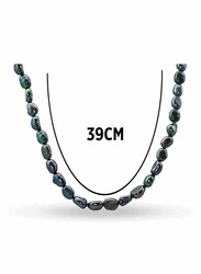Vera Perla 10K Gold Strand Beaded Necklace for Women, with Mother of Pearl Stones, Jade