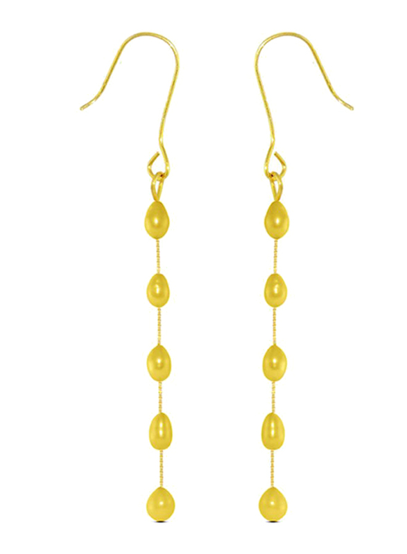 Vera Perla 18K Gold Opera Drop Earrings for Women, with 7mm Pearl Stone, Gold