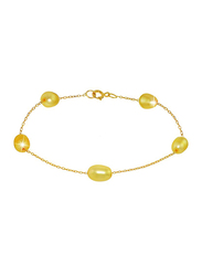 Vera Perla 10k Gold Chain Bracelet for Women, with Pearl Stone, Gold/Yellow