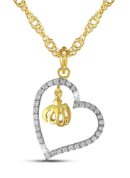 Vera Perla 18K Gold Necklace for Women, with 0.2ct Diamonds 3D Heart Pendant, Gold