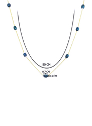 Vera Perla 18K Gold Opera Necklace for Women, with Pearls Stone, Gold/Blue