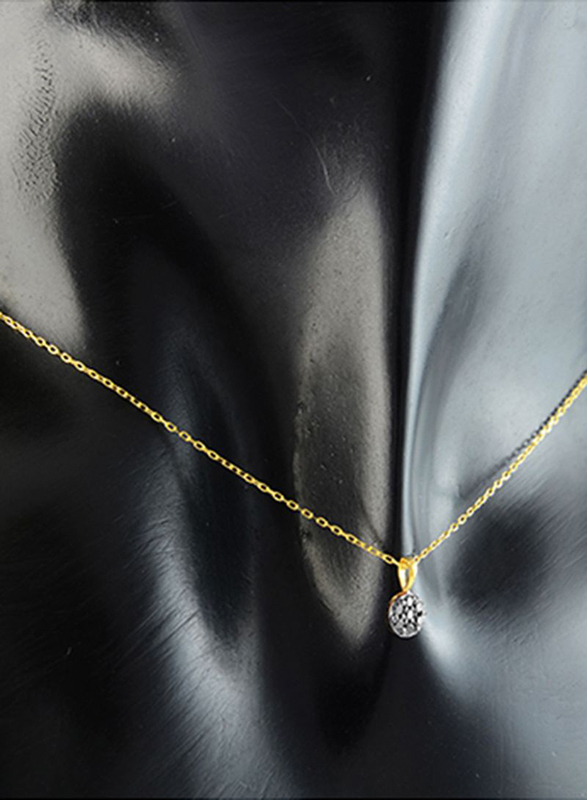 Vera Perla 18K Gold Solitaire Pendant Necklace for Women, with 0.07ct Genuine Diamonds, Black/Gold