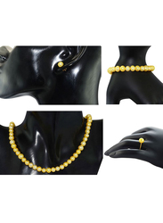 فيرا بيرلا طقم مجوهرات 4 قطع من الذهب عيار 10 قيراط للنساء، مع حجر اللؤلؤ، قلادة، سوار، أقراط وخاتم - ذهبي