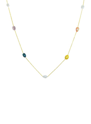 Vera Perla 18K Gold Opera Necklace for Women, with Pearls Stone, Multicolour