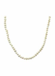 Vera Perla 10K Gold Strand Beaded Necklace for Women, with Mother of Pearl Stones, White