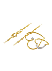Vera Perla 18K Gold Necklace for Women, with 0.07ct Diamonds Hearts Pendant, Gold