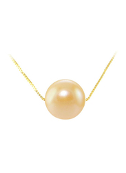 Vera Perla 18K Solid Gold Simple Pendant Necklace for Women with 8mm Pearl Stone, Gold