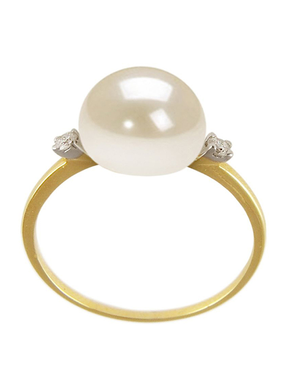 Vera Perla 18k Gold Engagement Rings for Women, with Pearl, Off White, US 5.5