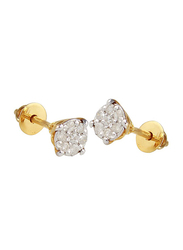 فيرا بيرلا طقم مجوهرات سوليتير قطعتين من الذهب الأصفر عيار 18 قيراط للنساء،مكوّن من قلادة وأقراط، مع 0.21 قيراط الماس الحقيقي- ذهبي