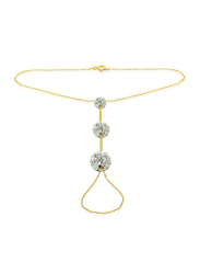 Vera Perla 18K Gold Chain Bracelet for Women, with Built-in Gradual Crystal Ball, Gold/Silver