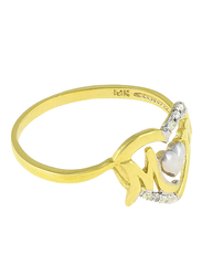 Vera Perla 10k Solid Gold MOM Fashion Rings for Women, with 0.06 ct Diamonds, Gold/Clear, US 6