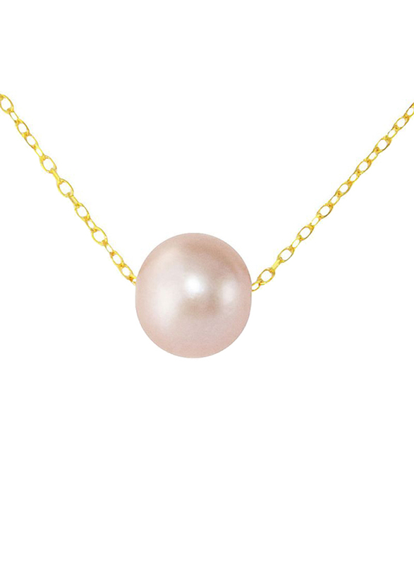 Vera Perla 10k Yellow Gold Necklace for Women, with Pearl Stone Pendant, Gold/Pink