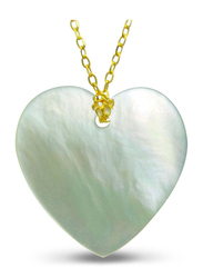Vera Perla 18K Gold Heart Shape Necklace for Women, with Mother of Pearl Stone, Off White