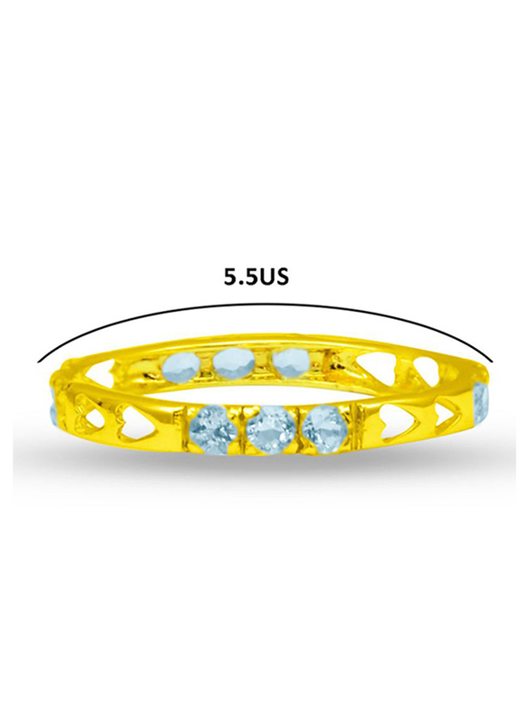 Vera Perla 18k Solid Yellow Gold Heart Fashion Ring for Women, with Topaz Stone, Gold/Blue, 5.5US
