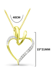 Vera Perla 18K Curvy Heart Shape Pendant Necklace for Women, with 1mmct Genuine Diamond, Gold