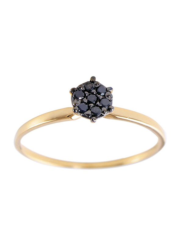 Vera Perla 18K Gold Fashion Ring for Women, with Solitaire 0.07 ct Genuine Black Diamonds, Gold, US 6.5