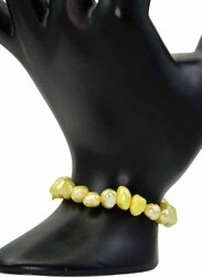 Vera Perla Elastic Stretch Bracelet for Women, with Pearl Stone, Yellow