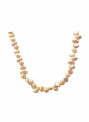 Vera Perla 10K Gold Strand 35cm Beaded Necklace for Women, with Mother of Pearl Stones, Rose Gold