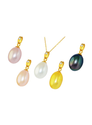 فيرا بيرلا سلسال وتعليقة قابلة للتبديل من الذهب عيار 18 قيراط للنساء، مع الماس و 5 أحجار من اللؤلؤة- متعددة الأالوان