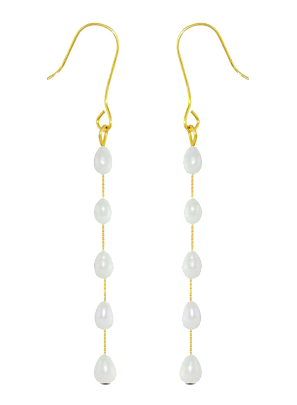 

Vera Perla 18K Gold Opera Drop Earrings for Women, with 7mm Pearl Stone, White/Gold