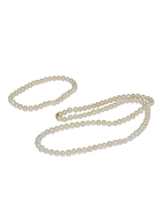 Vera Perla 2-Pieces 18K Gold Jewellery Set for Women, with Necklace & Bracelet, with Pearl Stone, White