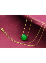 Vera Perla 10K Yellow Gold Necklace for Women, with Jade Stone Pendant, Gold/Green