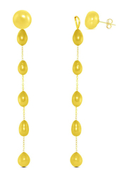 Vera Perla 18K Solid Yellow Gold Simple Dangle Earrings for Women, with Detachable 7mm Pearls Stone, Yellow/Gold