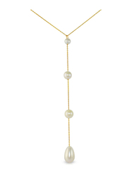 Vera Perla 18K Gold Pendant Necklace for Women, with Gradual Pearl Stone, Gold/White