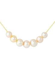 Vera Perla 10K Yellow Gold Chain Necklace for Women, with Pearl Stone, Gold/Light Pink