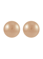 Vera Perla 18K Yellow Gold Stud Earrings for Women, with Pearl Stones, Peach