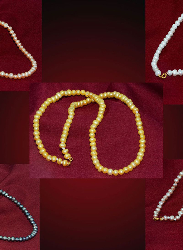 Vera Perla 5-Pieces 18K Gold Jewellery Set for Women with, Pearl Stone, Multicolor
