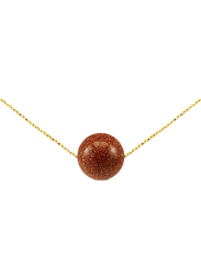 Vera Perla 10K Gold Chain Necklace for Women, with Sunstone Pendant, Brown/Gold
