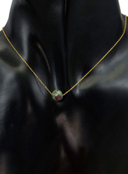 فيرا بيرلا سلسال من الذهب عيار 18 للنساء، مع تعليقة من حجر الزوسيت 7 ملم - أخضر وذهبي