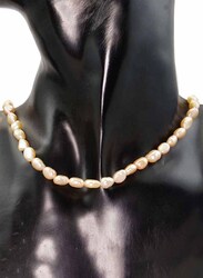 Vera Perla 18k Solid Gold Pearls Charm Necklace for Women, Beige