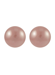 Vera Perla 18K Yellow Gold Stud Earrings for Women, with Pearl Stones, Pink