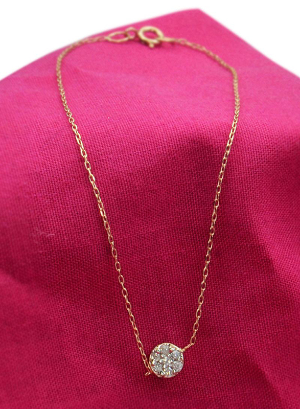 Vera Perla 18K Rose Gold Solitaire Chain Bracelet for Women, with 0.07ct Genuine Diamonds, Rose Gold/Silver