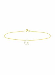Vera Perla 18K Gold G Letter Chain Bracelet for Women, with Mother of Pearl, Gold/White