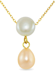 Vera Perla 18k Yellow Gold Chain Necklace for Women, with Pearl Drop Pendant, White/Beige